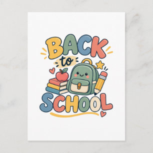 Terug naar school Mooie Kawaii schoolbenodigdheden Briefkaart
