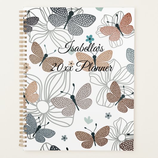 Terug naar school Mooie vlinders Gepersonaliseerd Planner (Voorkant)