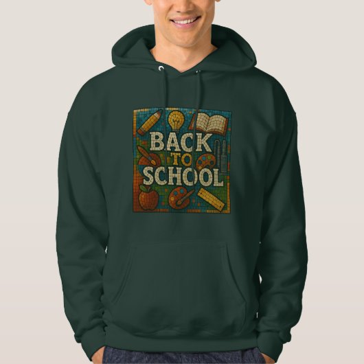 Terug naar school mozaïek stijl hoodie (Voorkant)
