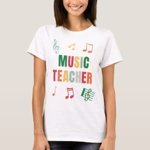 Terug naar School Music Teacher kleurrijk T-shirt