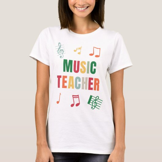 Terug naar School Music Teacher kleurrijk T-shirt (Voorkant)