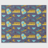 Terug naar school Naadloos inpakpapier: tas, bus Cadeaupapier (Vlak)