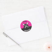 Terug naar school naam label, schattig gluren hond ronde sticker (Envelop)