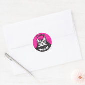 Terug naar school naam label, schattig gluren kat ronde sticker (Envelop)