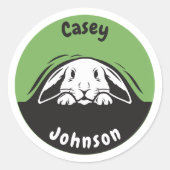 Terug naar school naam label, schattig gluren koni ronde sticker (Voorkant)