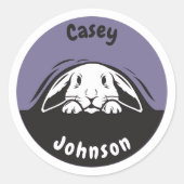 Terug naar school naam label, schattig gluren koni ronde sticker (Voorkant)