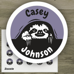 Terug naar school naam label, schattig gluren luia ronde sticker