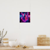 Terug naar school Neon Kosmische Bergzicht Poster (Keuken)