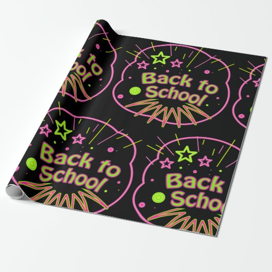 Terug naar School Neon Pop Art Bright Classroom Cadeaupapier (Uitgerold)