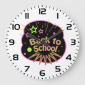 Terug naar School Neon Pop Art Bright Classroom Grote Klok (Voorkant)