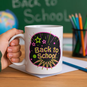 Terug naar School Neon Pop Art Bright Classroom Koffiemok