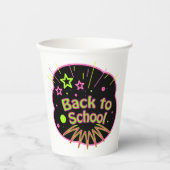 Terug naar School Neon Pop Art Bright Classroom Papieren Bekers (Voorkant)