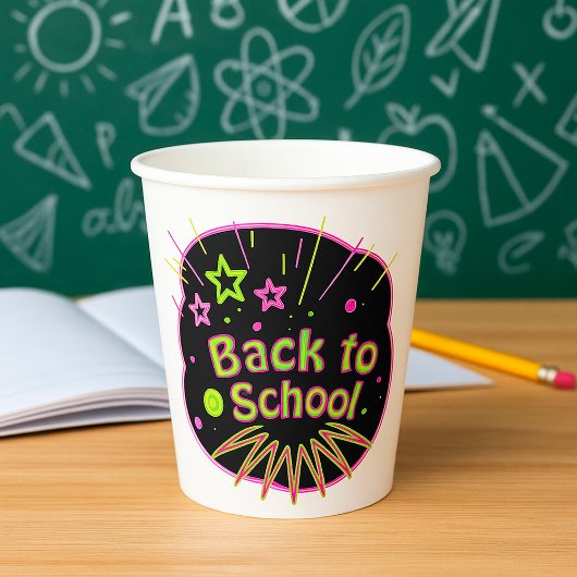 Terug naar School Neon Pop Art Bright Classroom Papieren Bekers