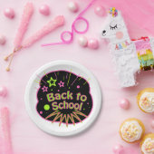 Terug naar School Neon Pop Art Bright Classroom Papieren Bordje (Feest)