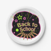 Terug naar School Neon Pop Art Bright Classroom Papieren Bordje (Voorkant)