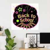 Terug naar School Neon Pop Art Bright Classroom Poster (Thuiskantoor)