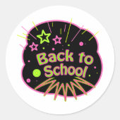 Terug naar School Neon Pop Art Bright Classroom Ronde Sticker (Voorkant)