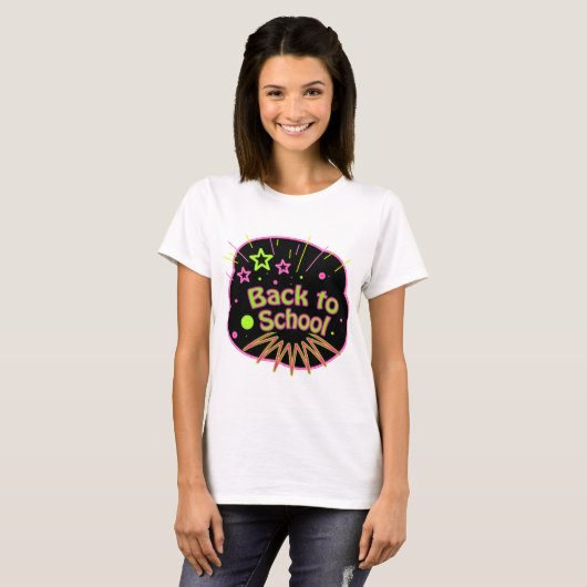 Terug naar School Neon Pop Art Bright Classroom T-shirt (Voorkant volledig)