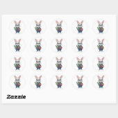 Terug naar school: Nerdy Bunny Teacher Ronde Sticker (Vel)