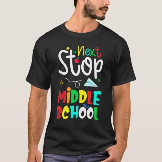 Terug naar School Next Stop Middle School Hallo Mi T-shirt (Voorkant)
