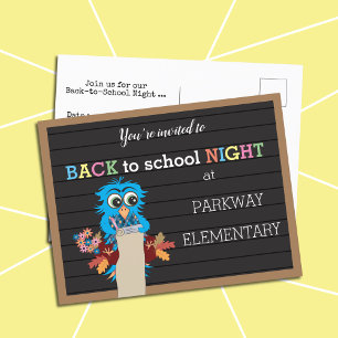 Terug-naar-school Night Blue Owl Briefkaart