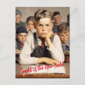 Terug naar school Norman Rockwell tekenstijl Briefkaart (Voorkant)