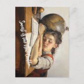 Terug naar school Norman Rockwell tekenstijl Briefkaart (Voorkant)