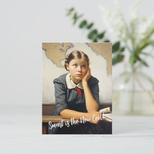 Terug naar school Norman Rockwell tekenstijl Briefkaart (Staand voorkant)