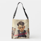 Terug naar school Norman Rockwell tekenstijl Crossbody Tas (Achterkant)