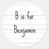 Terug naar school Notitieboek thema Naam initiaal Ronde Sticker (Voorkant)