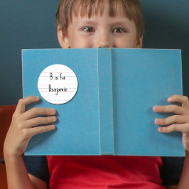 Terug naar school Notitieboek thema Naam initiaal Ronde Sticker