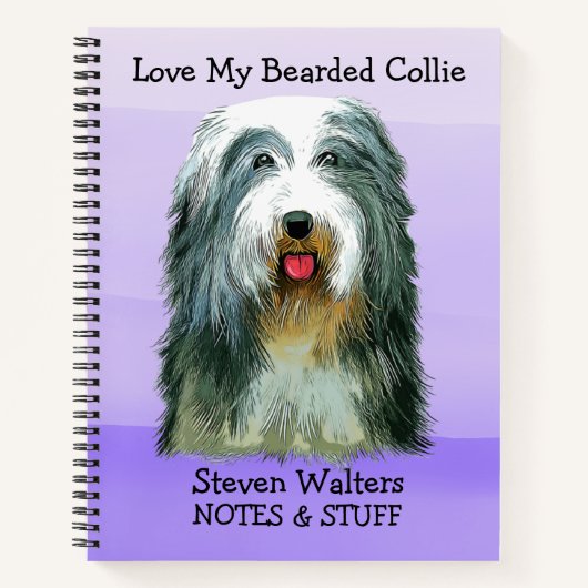 Terug naar school notitieboek van Bearded Collie (Voorkant)