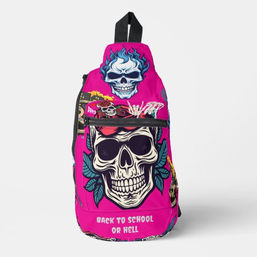 Terug naar school of de hel Levendig griezelig roz Sling Bag (Voorkant)