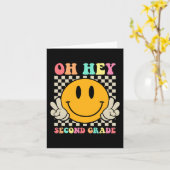 Terug naar school Oh hé tweedeklas retro leraar S Kaart (Gele Bloem)