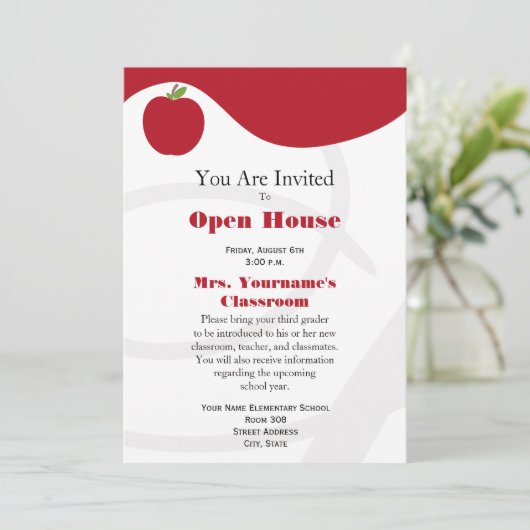 Terug naar school Open House Uitnodiging - Red App (Staand voorkant)