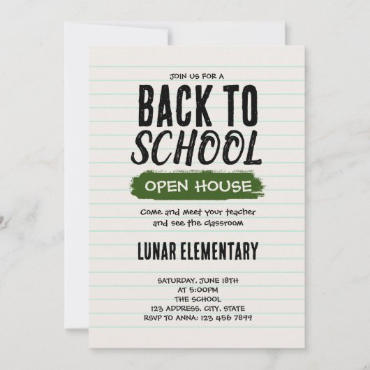 Terug naar school open huis Uitnodiging (Voorkant)