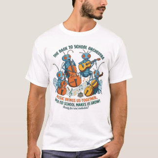 Terug naar school Orkest Schattige Mieren Muziekgr T-shirt