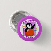 Terug naar School Paars Penguin Ronde Button 3,2 Cm (Voorkant /achterkant)