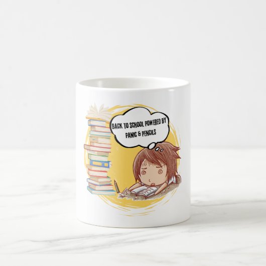 Terug naar school – Paniek en potloden – Grappige  Koffiemok (Center)