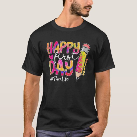 Terug naar school Para Life Pencil Tie Dye Happy F T-shirt (Voorkant)