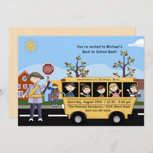 Terug naar School - partijuitnodiging Kaart (Voorkant / Achterkant)