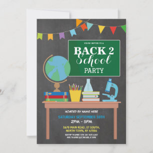 Terug naar School Party Chalk Fun Ink Uitnodigen Kaart