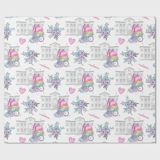 Terug naar school patroon cadeaupapier (Vlak)