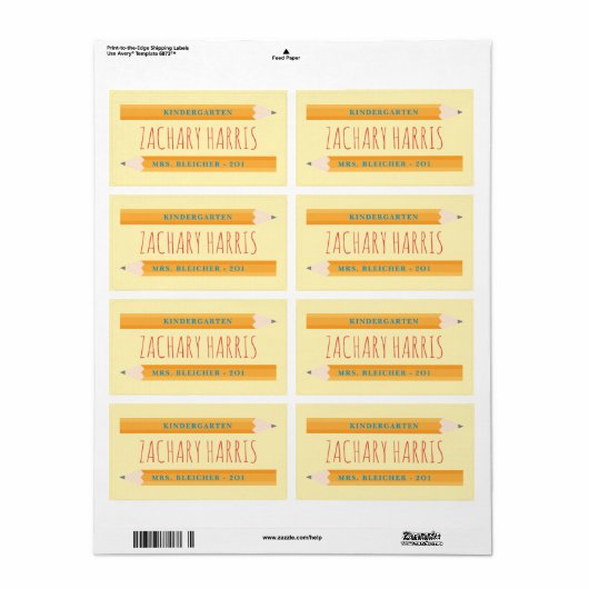 Terug naar School Pencil Label (Full Sheet)