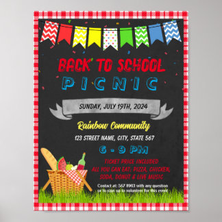 Terug naar school picknick evenement sjabloon poster