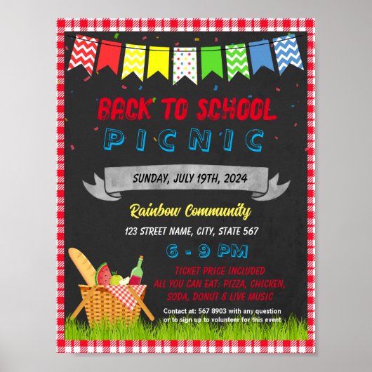 Terug naar school picknick evenement sjabloon poster (Voorkant)