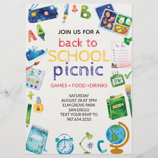 Terug naar school Picnic Flyer Uitnodiging (Voorkant)