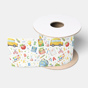 Terug naar school plezier – Watercolorpatroon voor Satijnen Lint