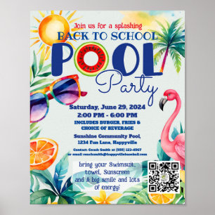 terug naar school Pool party class vrienden verjaa Poster