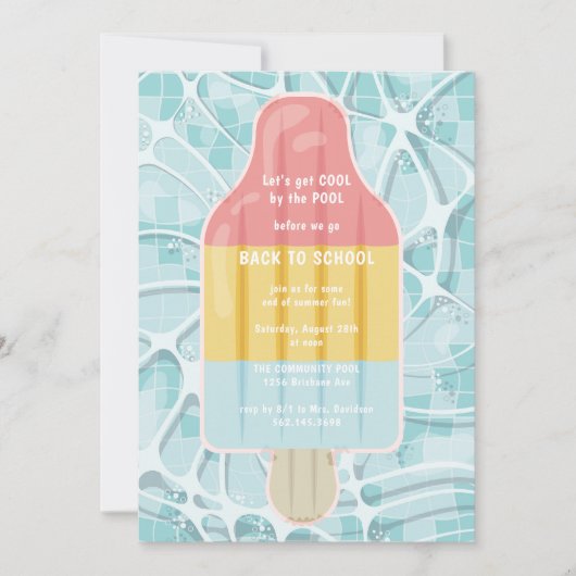 Terug naar School Pool Party Kaart (Voorkant)